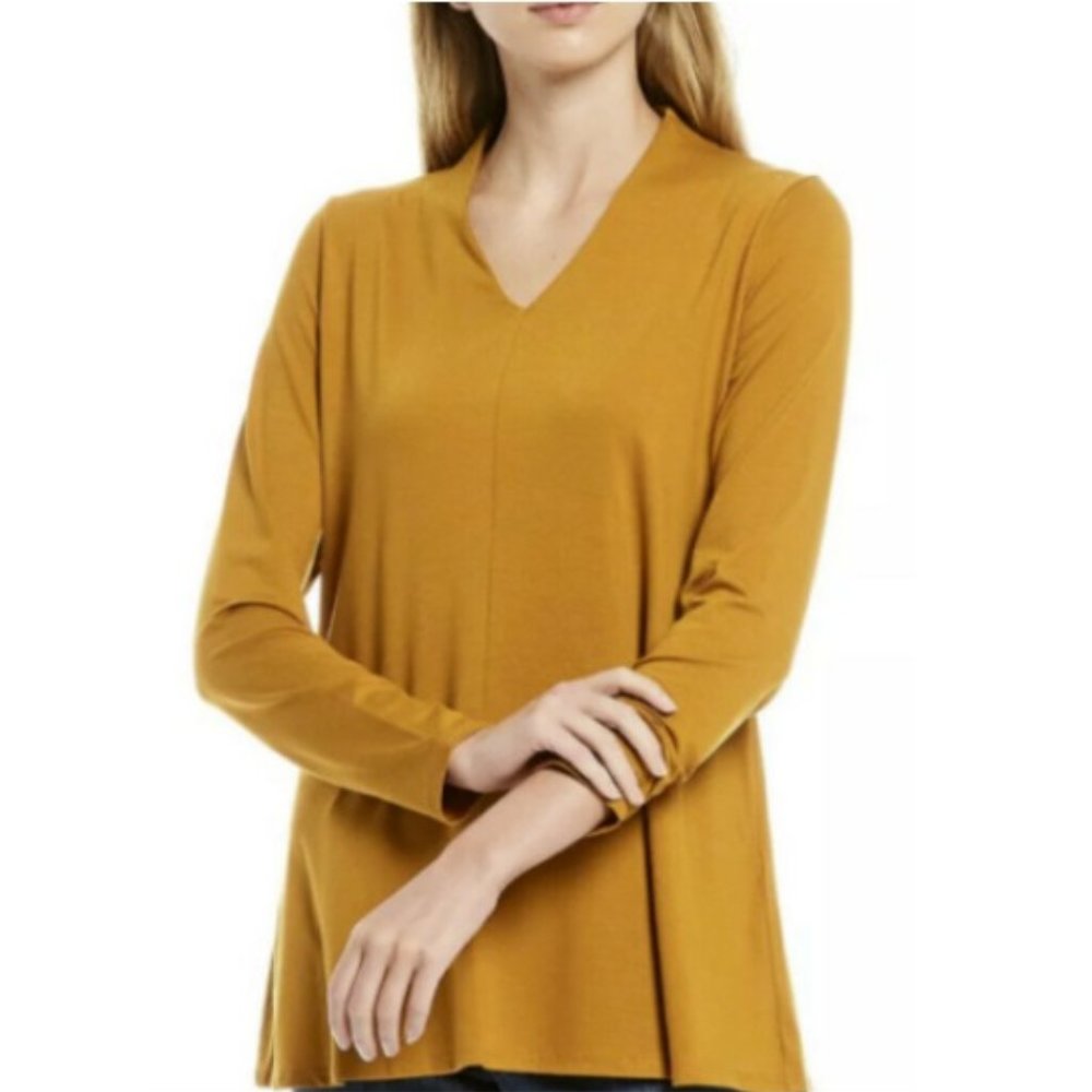 Eileen Fisher Fine Jersey V Neck Long Sleeve Shirt Size 2X New with tag